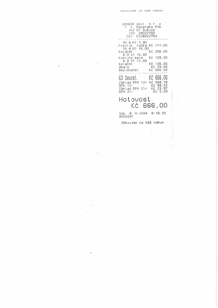 Dokument #22 — Účtenka s více sazbami DPH