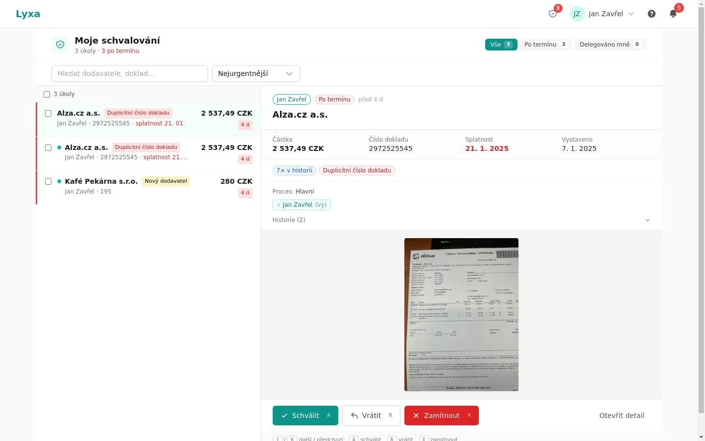 E-mail s magic linkem a schválení faktury jedním klikem z mobilu
